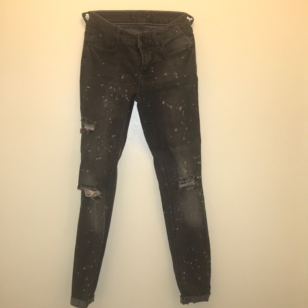 Fashionnova black jeans w white paint spots